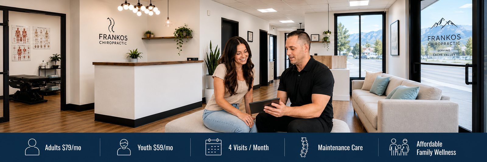 Frankos Chiropractic wellness membership consultation in Smithfield Utah