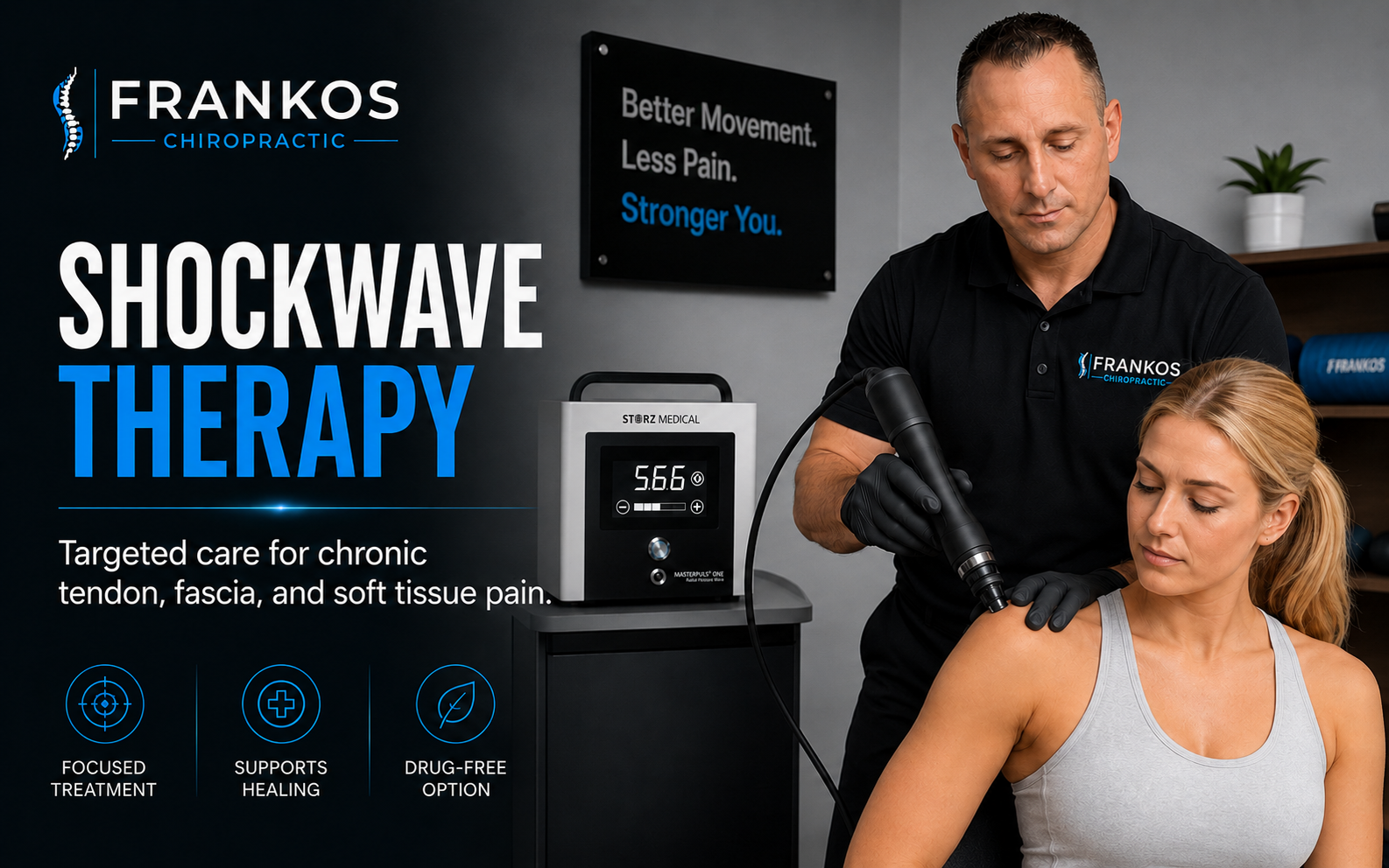Radial shockwave therapy for chronic tendon and soft tissue pain at Frankos Chiropractic