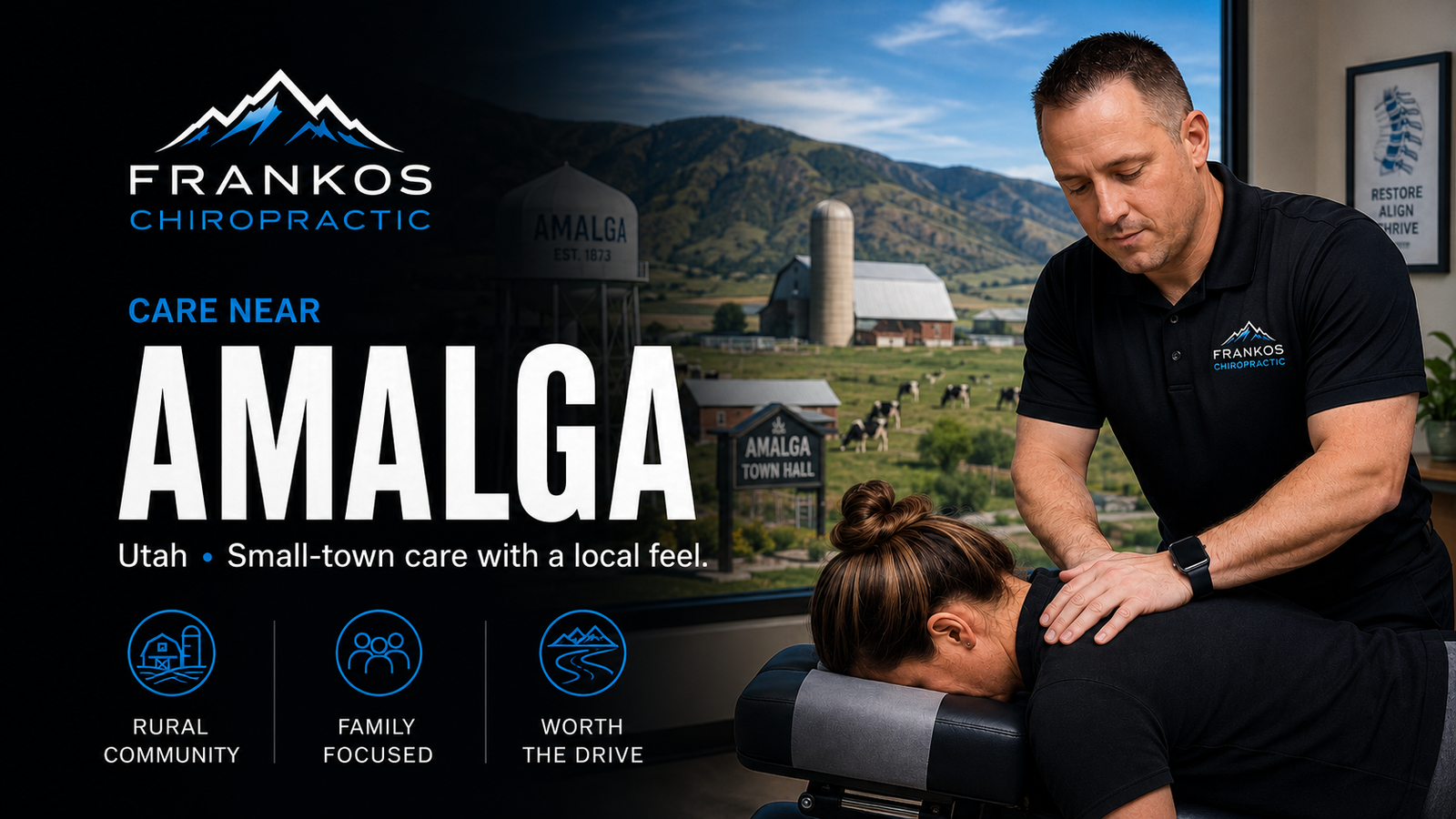Chiropractic Care Near Amalga, Utah at Frankos Chiropractic serving Amalga patients from Smithfield