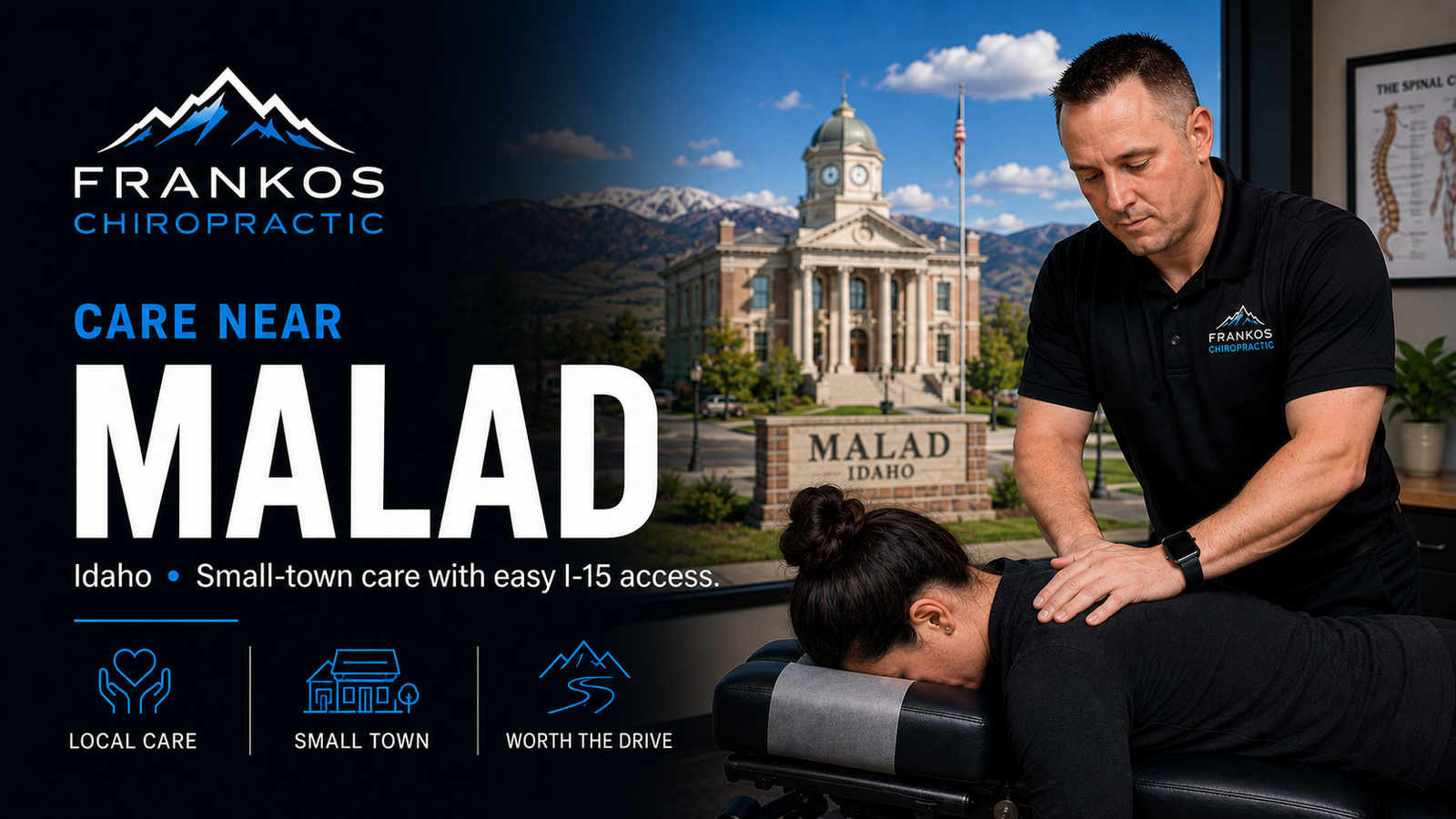 Chiropractic Care Near Malad City, Idaho at Frankos Chiropractic serving Malad City patients from Smithfield