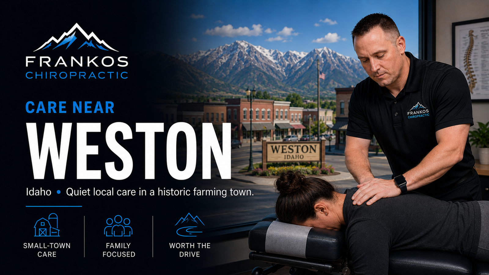 Chiropractic Care Near Weston, Idaho at Frankos Chiropractic serving Weston patients from Smithfield