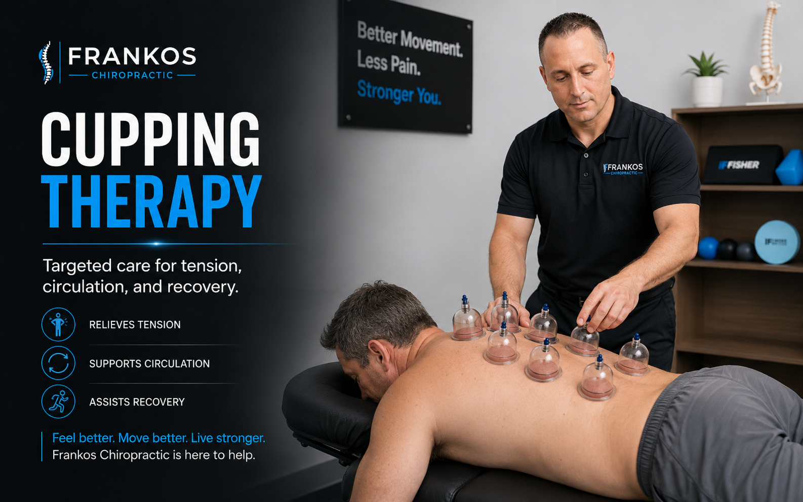 Cupping therapy for muscle tension and recovery at Frankos Chiropractic
